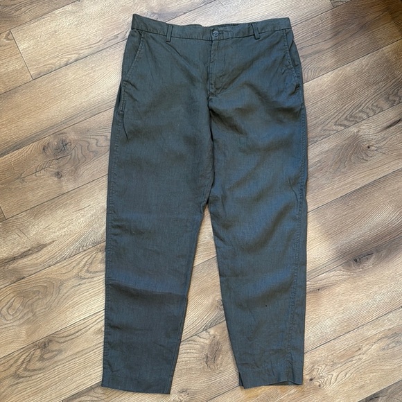 Zara Women’s Casual Linen Draw-String Pants Pockets Olive Green Size L - Picture 2 of 5